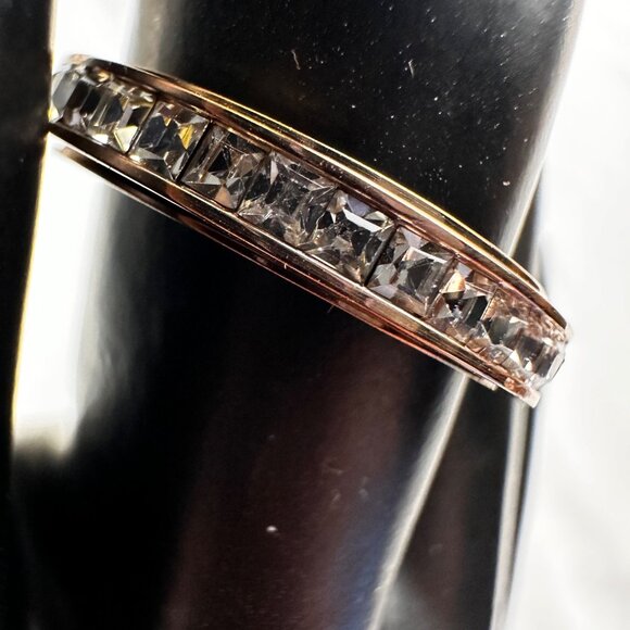Rose Gold Spinner Stainless Steel Eternity Ring Cubic Zirconia NWOT Fidget Ring - Picture 1 of 8